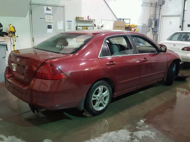 1HGCM55777A221833 - 2007 HONDA ACCORD EX RED photo 4