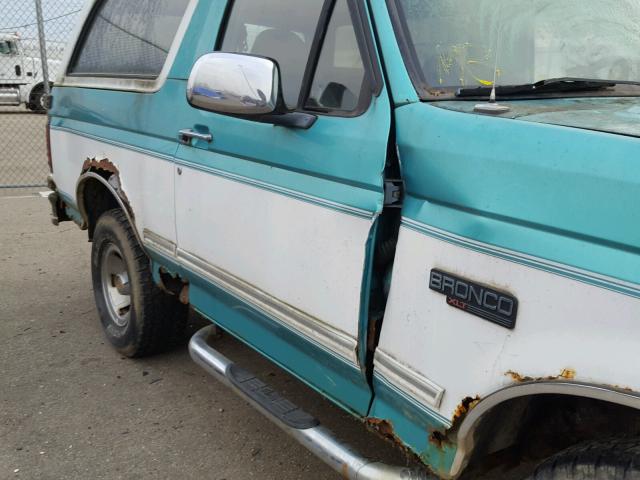 1FMEU15N0RLB59791 - 1994 FORD BRONCO U10 TURQUOISE photo 9