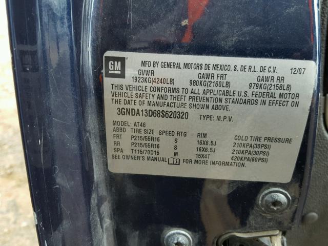 3GNDA13D68S620320 - 2008 CHEVROLET HHR LS ლურჯი ფოტო 10