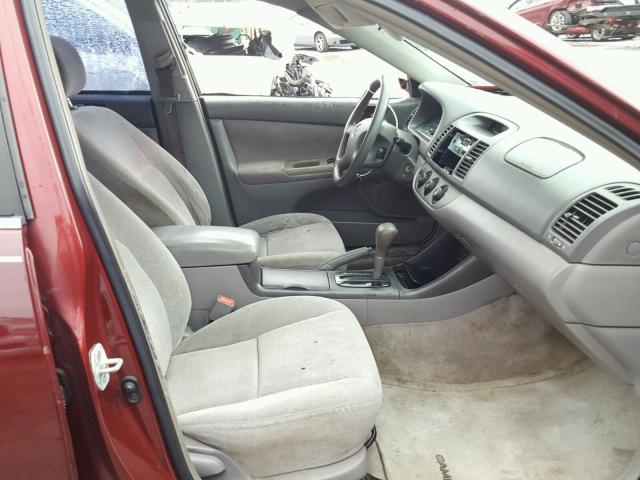 4T1BE32K02U013106 - 2002 TOYOTA CAMRY LE BURGUNDY photo 5