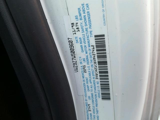 3VWCA21C8XM427462 - 1999 VOLKSWAGEN NEW BEETLE 白色 照片 10