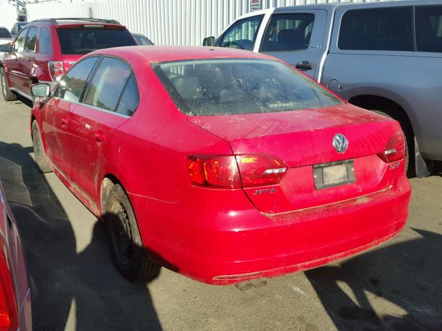 3VWDP7AJ9DM207435 - 2013 VOLKSWAGEN JETTA SE RED photo 3