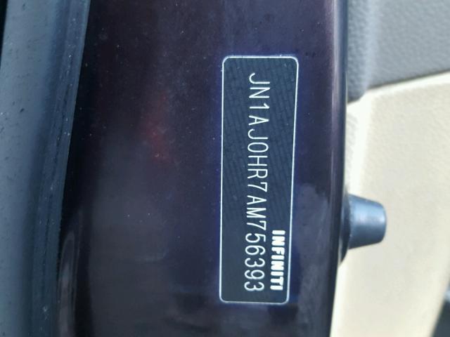 JN1AJ0HR7AM756393 - 2010 INFINITI EX35 BASE PURPLE photo 10