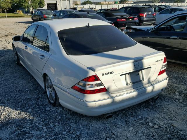 WDBNG76J23A369983 - 2003 MERCEDES-BENZ S 600 WHITE photo 3