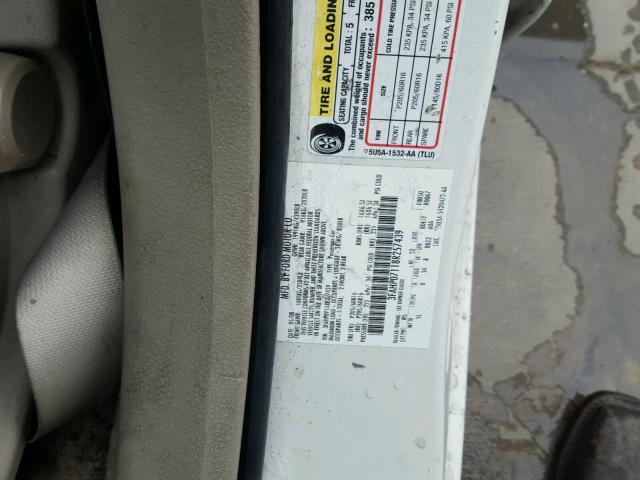 3FAHP07118R257439 - 2008 FORD FUSION SE WHITE photo 10