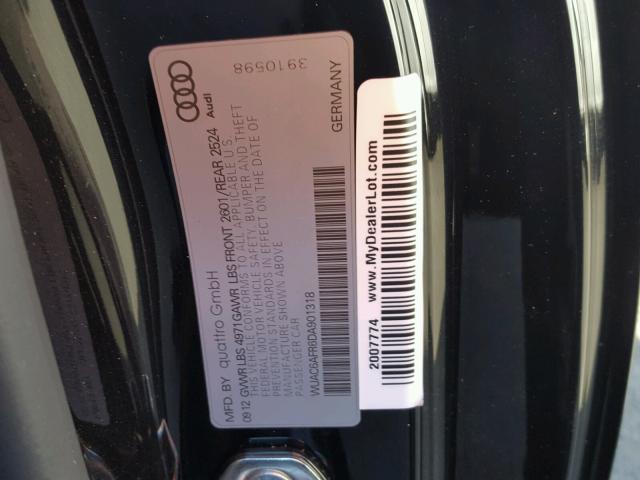 WUAC6AFR6DA901318 - 2013 AUDI RS5 BLACK photo 10