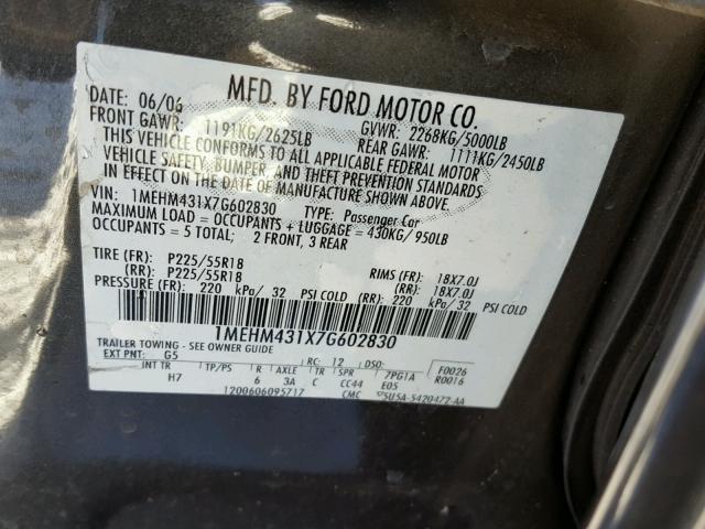 1MEHM431X7G602830 - 2007 MERCURY MONTEGO PR 石墨色 照片 10