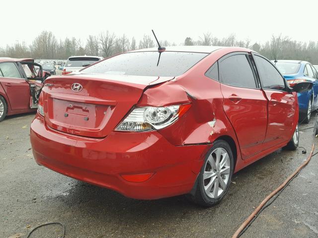 KMHCU4AE3CU180912 - 2012 HYUNDAI ACCENT GLS RED photo 4