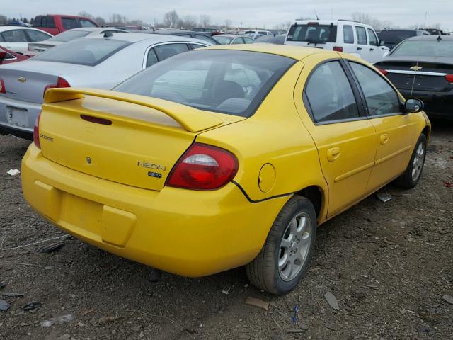 1B3ES56C34D621988 - 2004 DODGE NEON SXT YELLOW photo 4