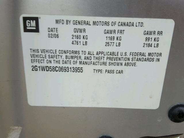 2G1WD58C069313955 - 2006 CHEVROLET IMPALA SUP 灰色 照片 10