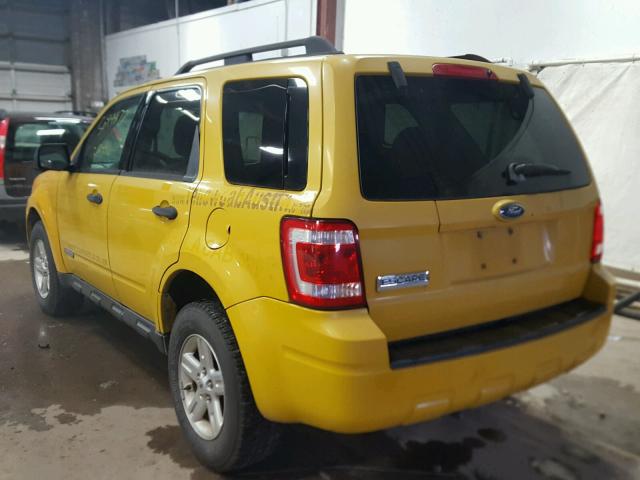 1FMCU49H18KA20383 - 2008 FORD ESCAPE HEV YELLOW photo 3