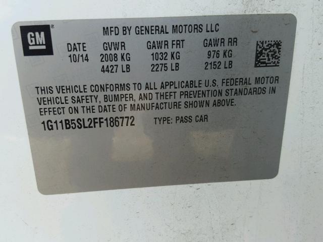 1G11B5SL2FF186772 - 2015 CHEVROLET MALIBU LS Ağ foto 10