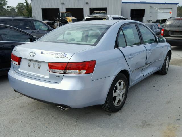 5NPEU46F96H068757 - 2006 HYUNDAI SONATA GLS BLUE photo 4