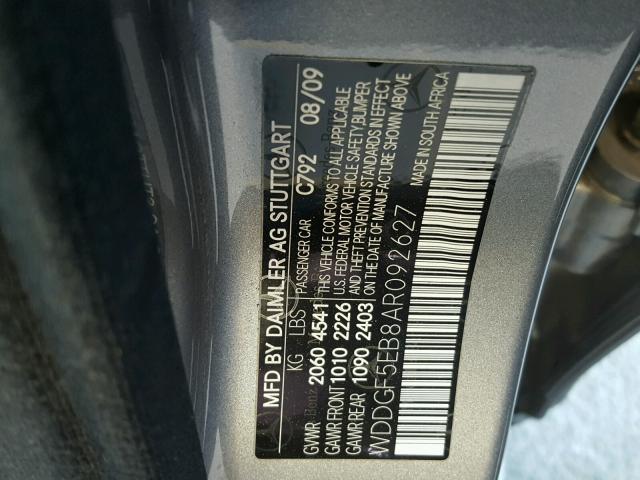 WDDGF5EB8AR092627 - 2010 MERCEDES-BENZ C 300 GRAY photo 10