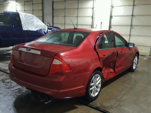 3FAHP0JA8AR147079 - 2010 FORD FUSION SEL RED photo 4