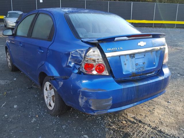 KL1TD56617B058814 - 2007 CHEVROLET AVEO BASE Niebieski zdjęcie 3