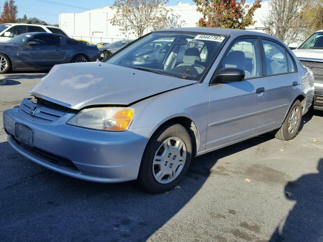 1HGES16511L034751 - 2001 HONDA CIVIC LX SILVER photo 2