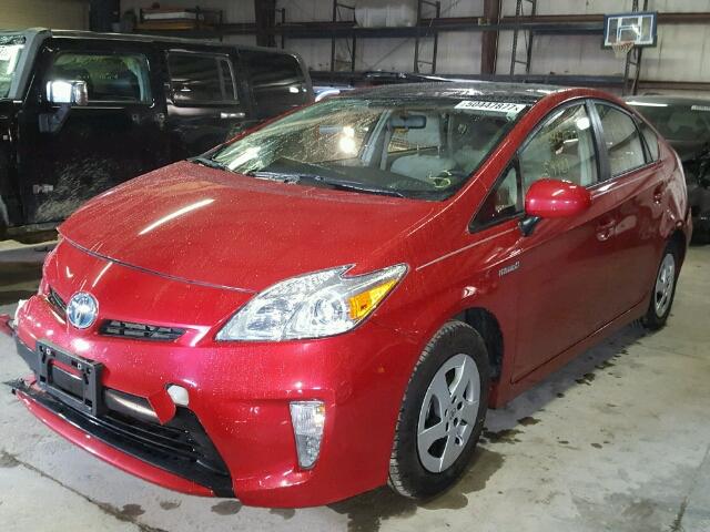 JTDKN3DU7D5551012 - 2013 TOYOTA PRIUS RED photo 2