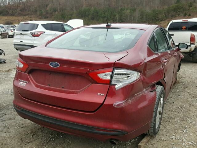 1FA6P0H77E5392904 - 2014 FORD FUSION SE RED photo 4