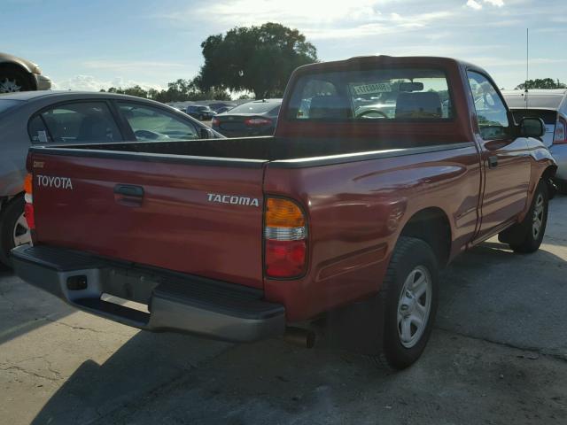 5TENL42N12Z124522 - 2002 TOYOTA TACOMA RED photo 4