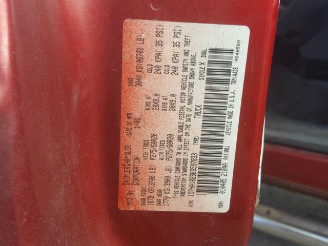 1D7HA18266S597833 - 2006 DODGE RAM 1500 S RED photo 10