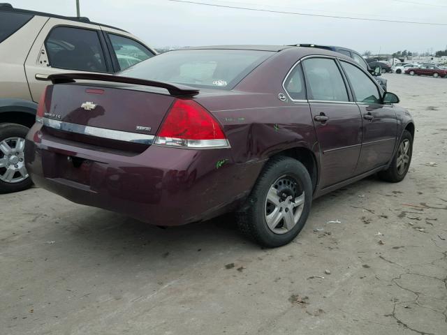 2G1WB55K379176755 - 2007 CHEVROLET IMPALA LS MAROON photo 4