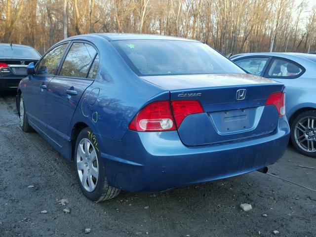 1HGFA16557L056249 - 2007 HONDA CIVIC LX BLUE photo 3