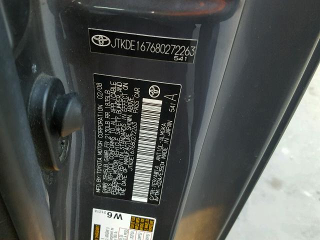 JTKDE167680272263 - 2008 TOYOTA SCION TC 灰色 照片 10