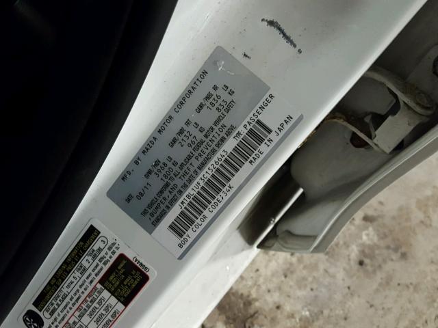 JM1BL1UF3C1526643 - 2012 MAZDA 3 I WHITE photo 10