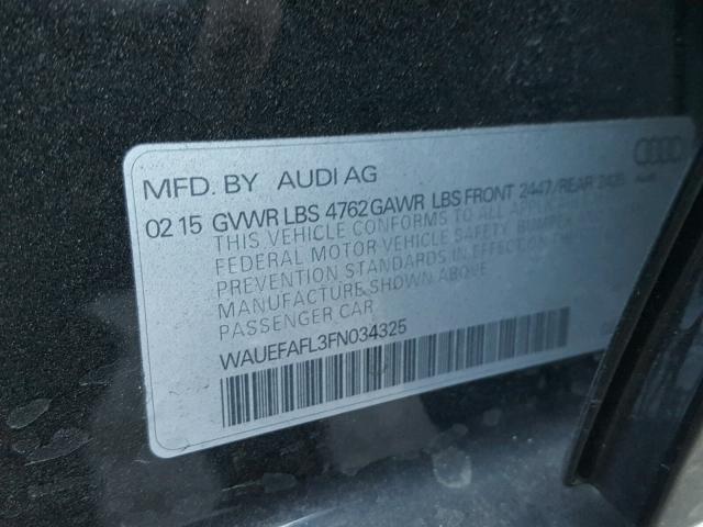 WAUEFAFL3FN034325 - 2015 AUDI A4 PREMIUM BLACK photo 10