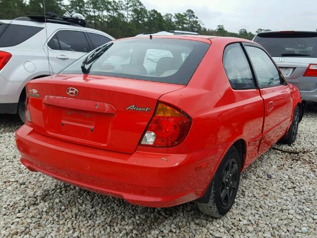 KMHCG35C05U350110 - 2005 HYUNDAI ACCENT GS RED photo 4