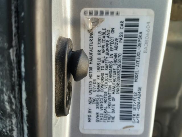 1NXBR32E85Z565570 - 2005 TOYOTA COROLLA CE SILVER photo 10