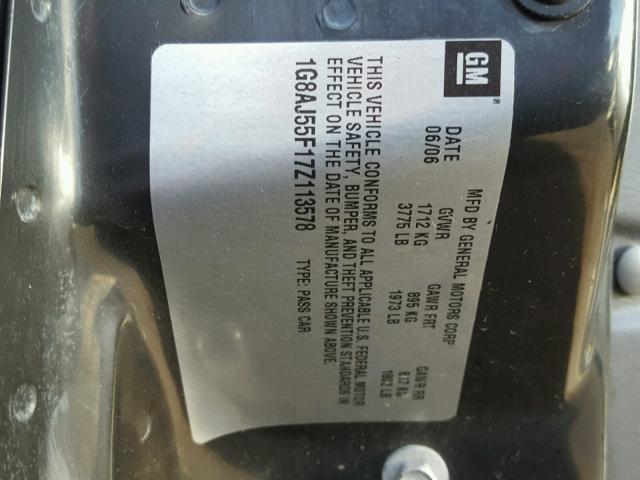 1G8AJ55F17Z113578 - 2007 SATURN ION LEVEL GRAY photo 10