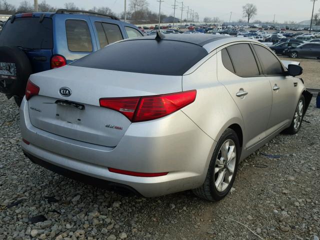 KNAGN4A76B5083486 - 2011 KIA OPTIMA EX SILVER photo 4