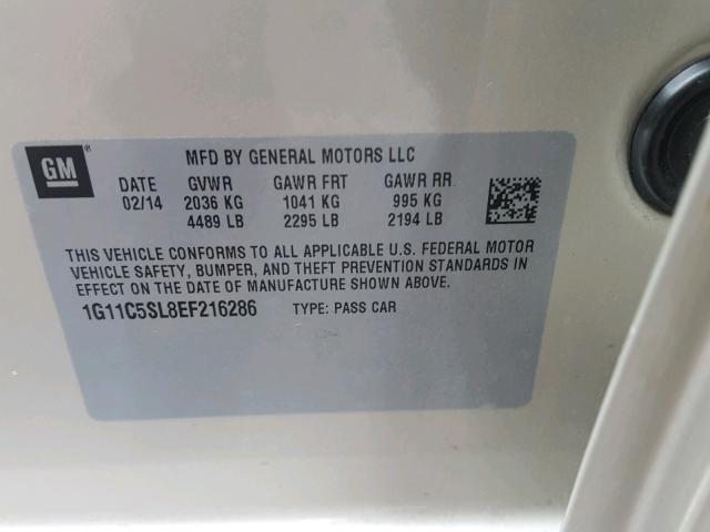 1G11C5SL8EF216286 - 2014 CHEVROLET MALIBU 1LT TAN photo 10