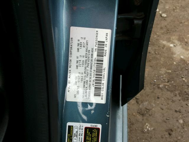 JM1BL1K65B1376584 - 2011 MAZDA 3 S BLUE photo 10