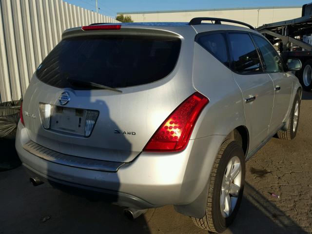 JN8AZ08W67W631902 - 2007 NISSAN MURANO SL SILVER photo 4