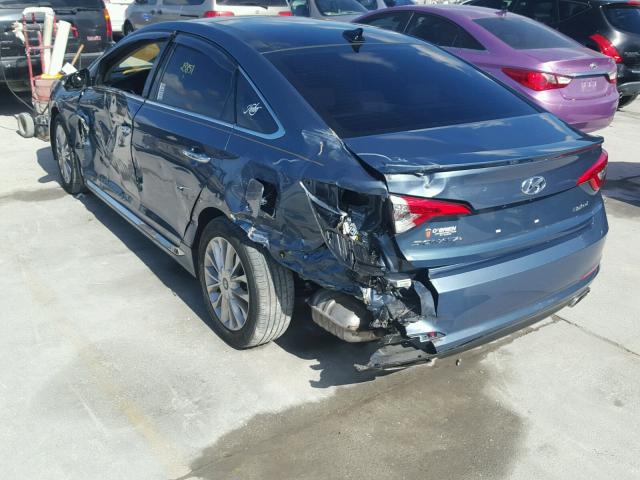 5NPE34AF0FH245707 - 2015 HYUNDAI SONATA SPO BLUE photo 3