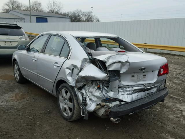 KNAGE124685241661 - 2008 KIA OPTIMA LX SILVER photo 3