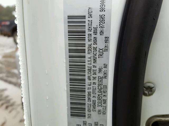 3C6UR5ML6HG781632 - 2017 RAM 2500 SLT WHITE photo 10