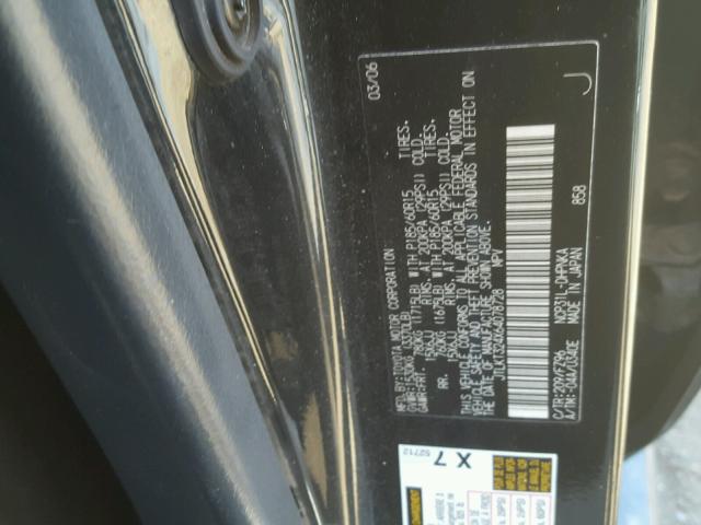 JTLKT324X64078728 - 2006 TOYOTA SCION XB 黑色 照片 10