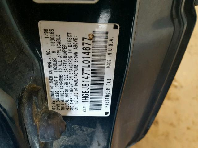 1HGEJ8147TL014677 - 1996 HONDA CIVIC EX შავი ფოტო 10