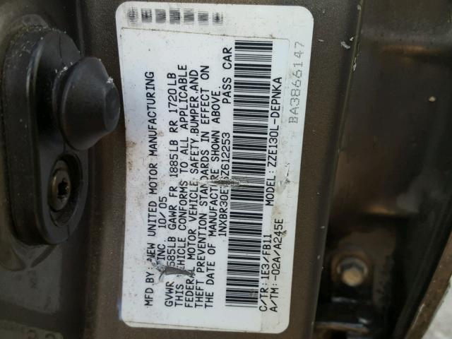 1NXBR30E76Z612253 - 2006 TOYOTA COROLLA CE GRAY photo 10