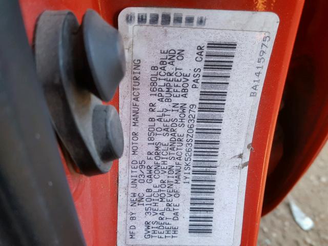 1Y1SK5263SZ063279 - 1995 GEO PRIZM BASE أحمر صورة 10