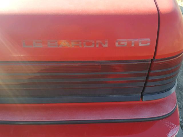 1C3XJ4530MG146356 - 1991 CHRYSLER LEBARON 红色 照片 9
