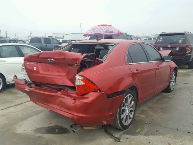 3FAHP0HAXBR246249 - 2011 FORD FUSION SE RED photo 4