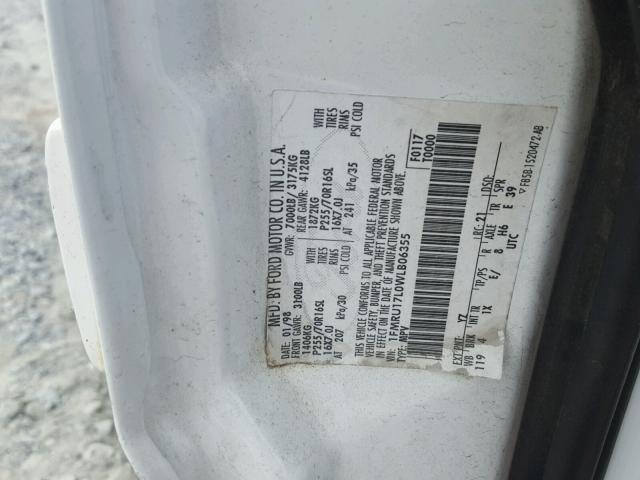 1FMRU17L0WLB06355 - 1998 FORD EXPEDITION WHITE photo 10
