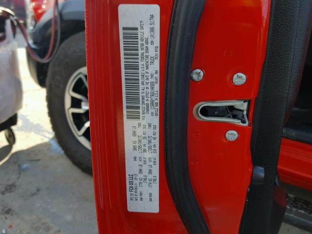 1C6RR6YT9GS100926 - 2016 RAM 1500 REBEL წითელი ფოტო 10