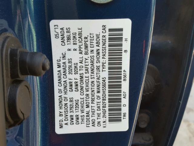 2HGFB2F85DH556045 - 2013 HONDA CIVIC EX 蓝色 照片 10