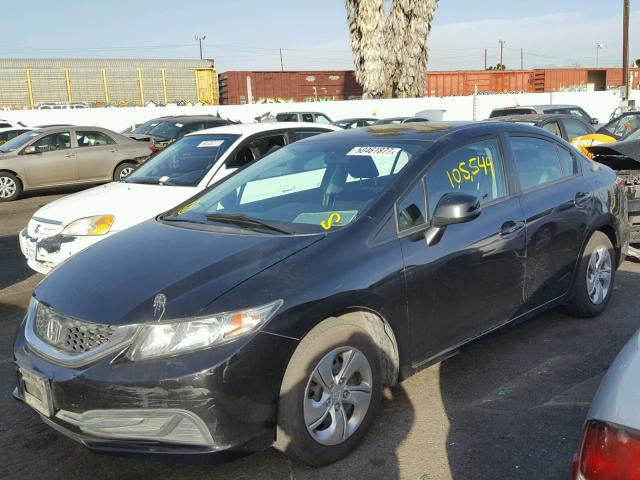 2HGFB2F55DH565110 - 2013 HONDA CIVIC LX BLACK photo 2